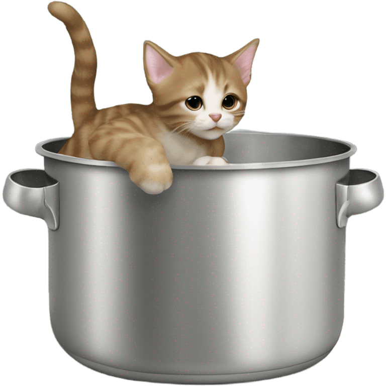 Kitten climbing outside of cooking pot emoji