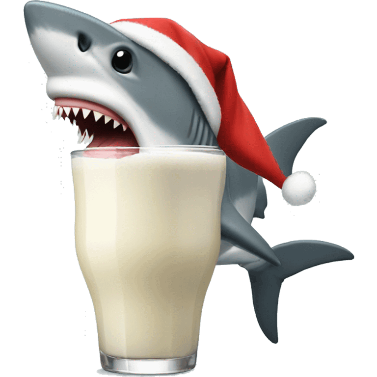 Shark with a santa hat and eggnog emoji