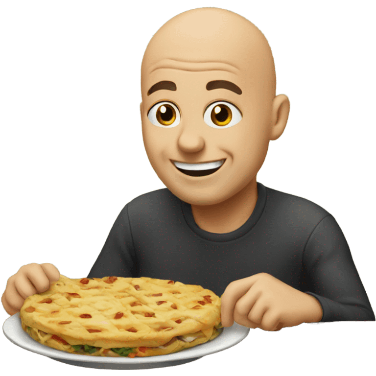 bald man enjoying food meme emoji