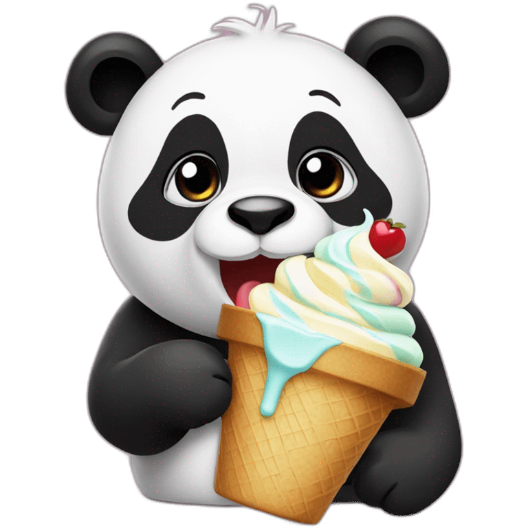 Panda eating ice cream emoji