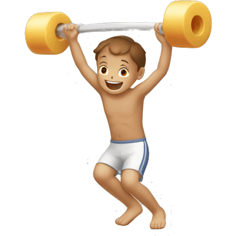 pleasurable exercise releasing stiff bone that soothes the young boy  emoji