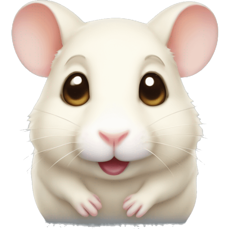 Ivory hamster with winking expression emoji