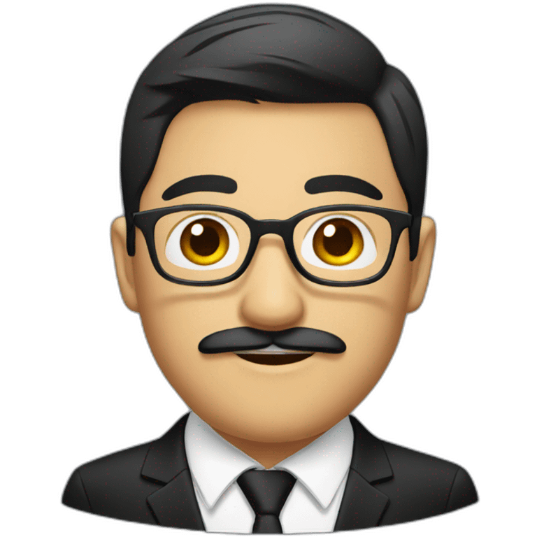 an asian groom with mustache and glasses with a black suit emoji