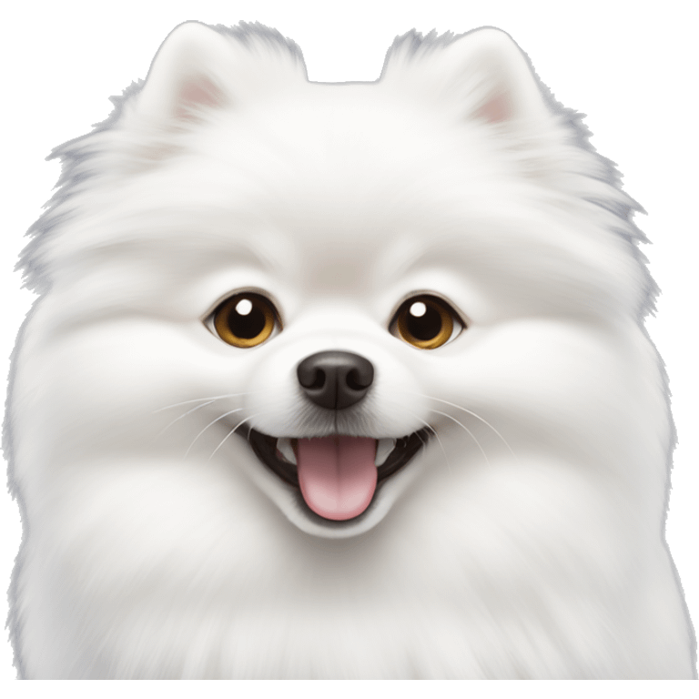 Most pure White pomeranian with smile emoji