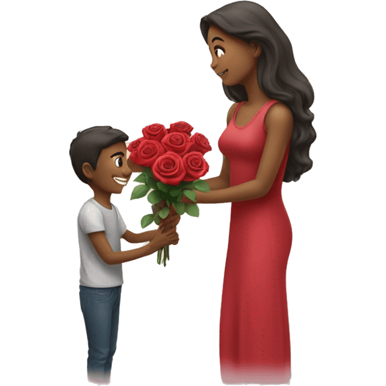 Giving roses to a girl emoji