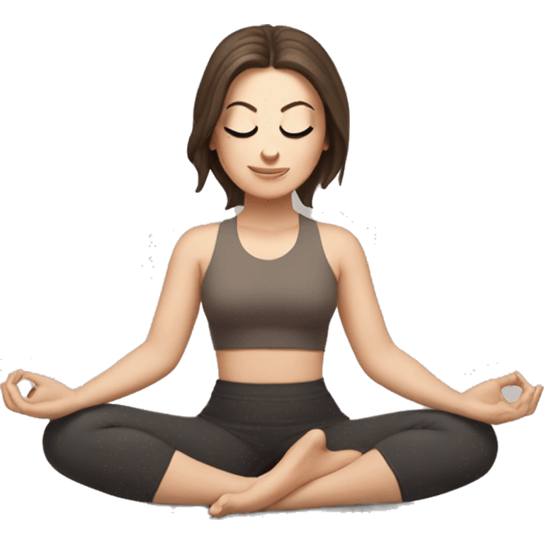 White girl brunette hair in Malasana yoga emoji