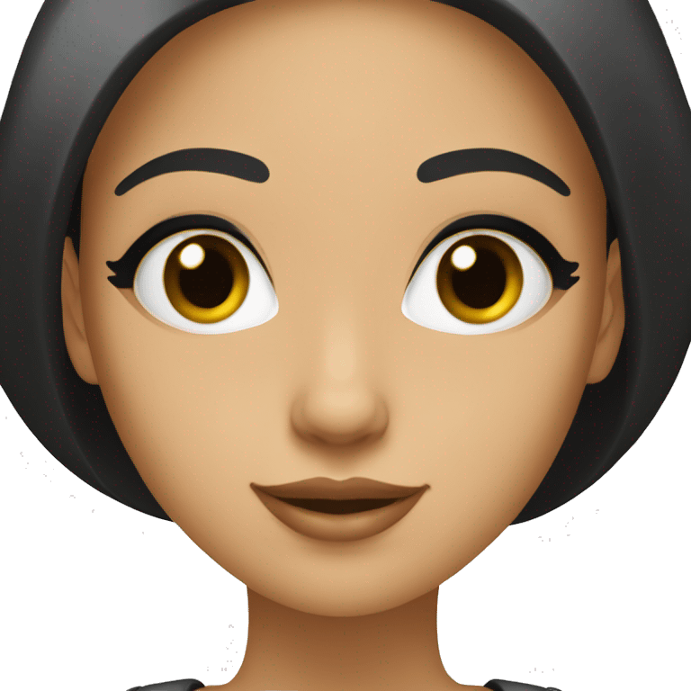 fille cheveux noir lisse et blanche emoji