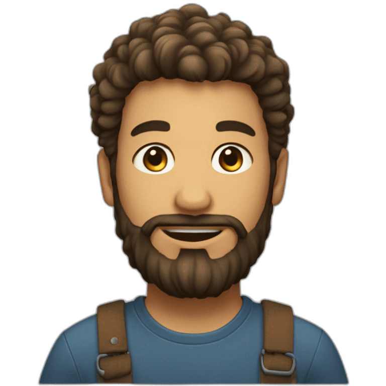 Un garçon avec des cheveux long et une barbe emoji