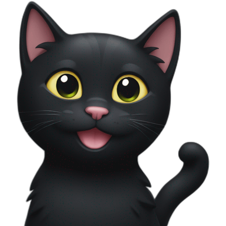 happy black cat in meme “im ok” emoji