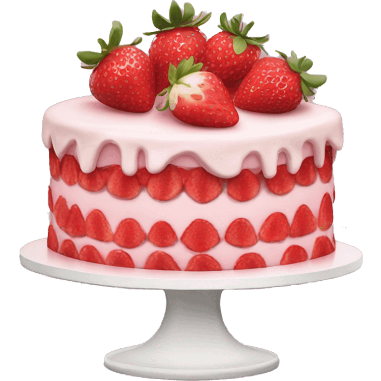 Pink strawberries and cream birthday cake  emoji