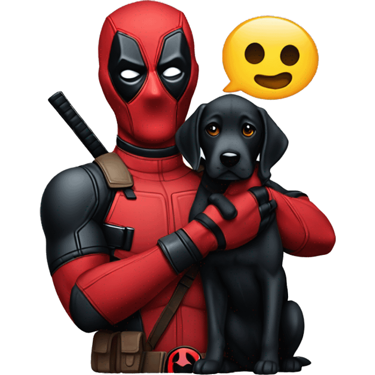 Deadpool holding black lab emoji