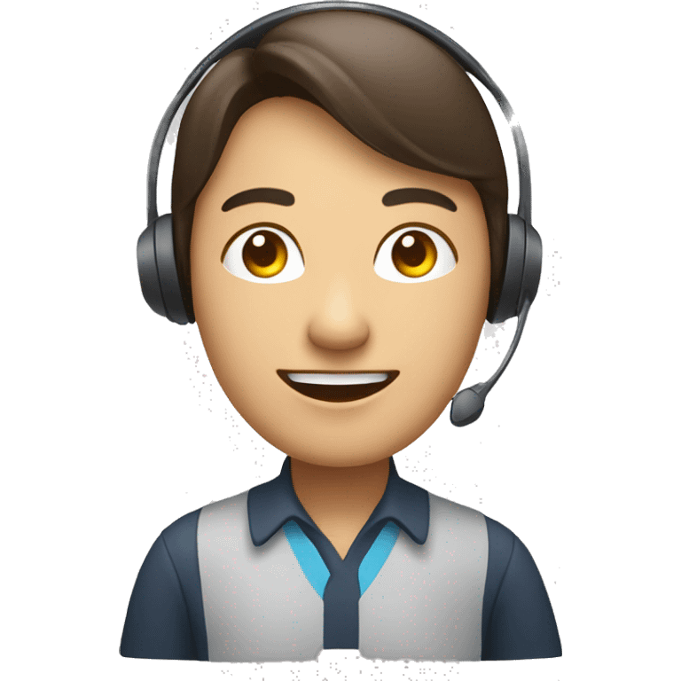 customer service agent with headset,mal asian, smiling, kind, face only emoji