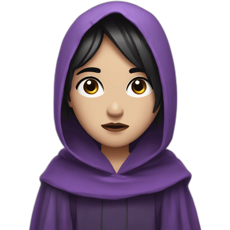 sad emo with purple eyes short dark hair wearing robes emoji