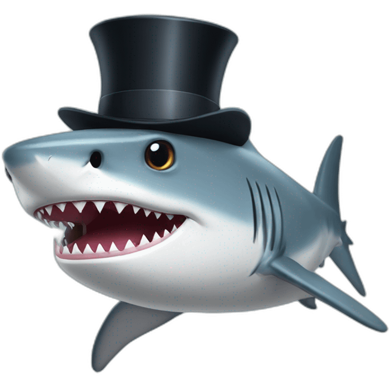 Shark with a top hat emoji