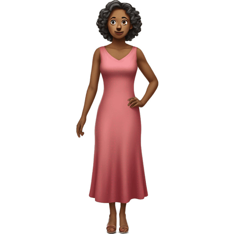 woman full length in dress photorealistic serious emoji