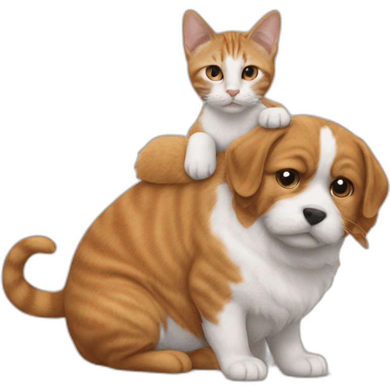 cat on the back of a dog emoji