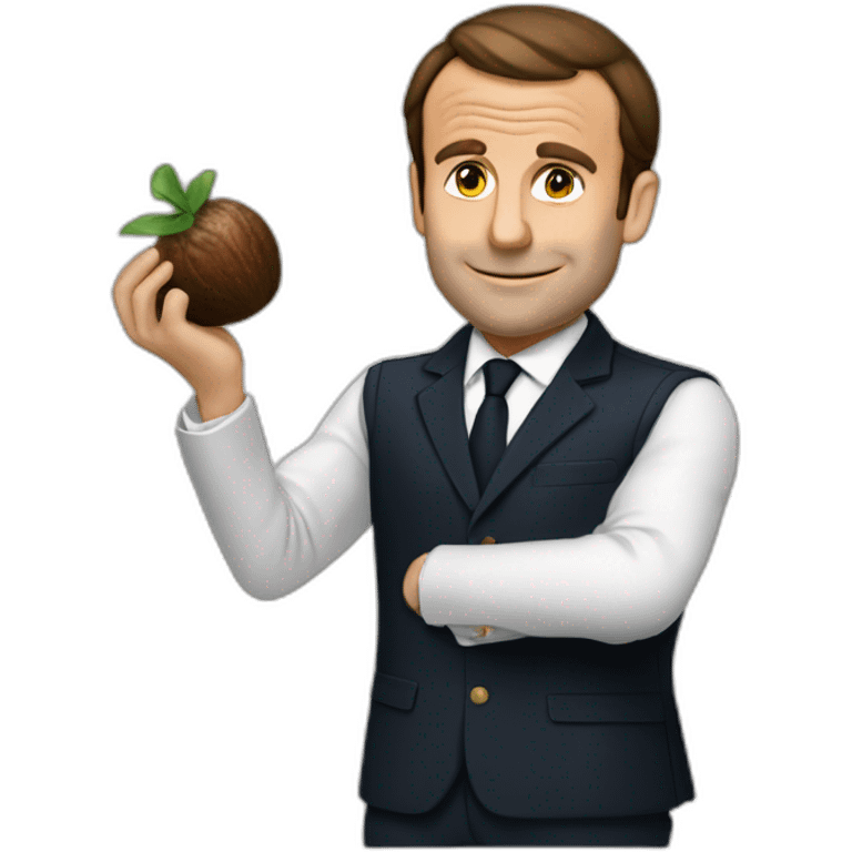 Macron qui boit une coco emoji