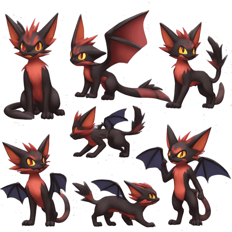 Noivern-Litten-Torracat-Zoroark-Zorua full body emoji