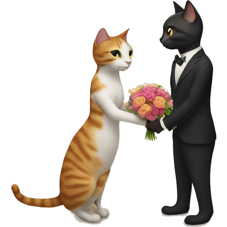 cat marrying a cat on the beach emoji