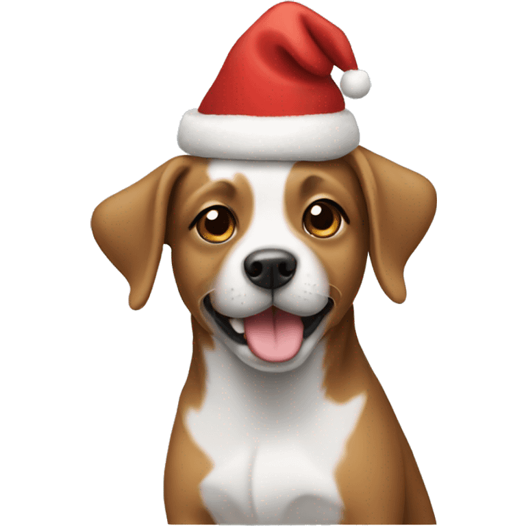 dog wearing a christmas hat emoji