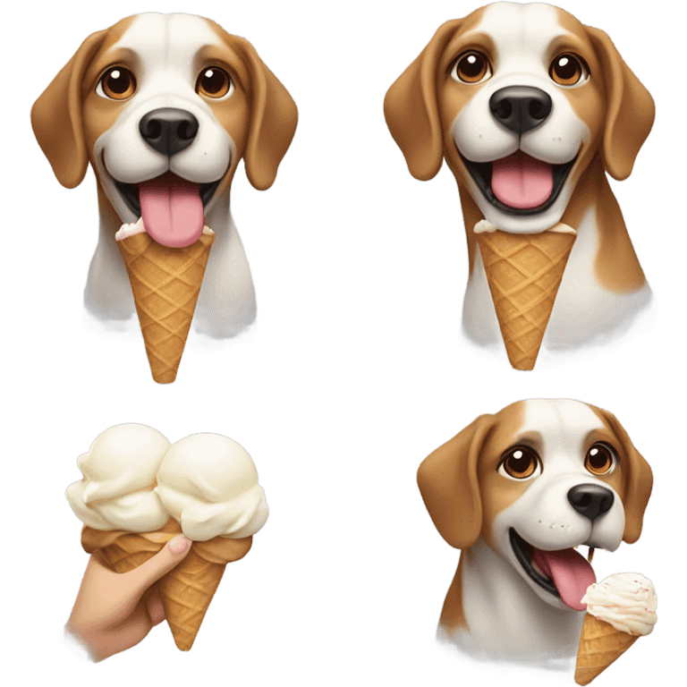 A dog holding an ice cream emoji