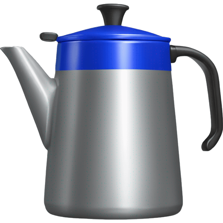 Realistic cobalt blue camping coffee pot isolated.  emoji