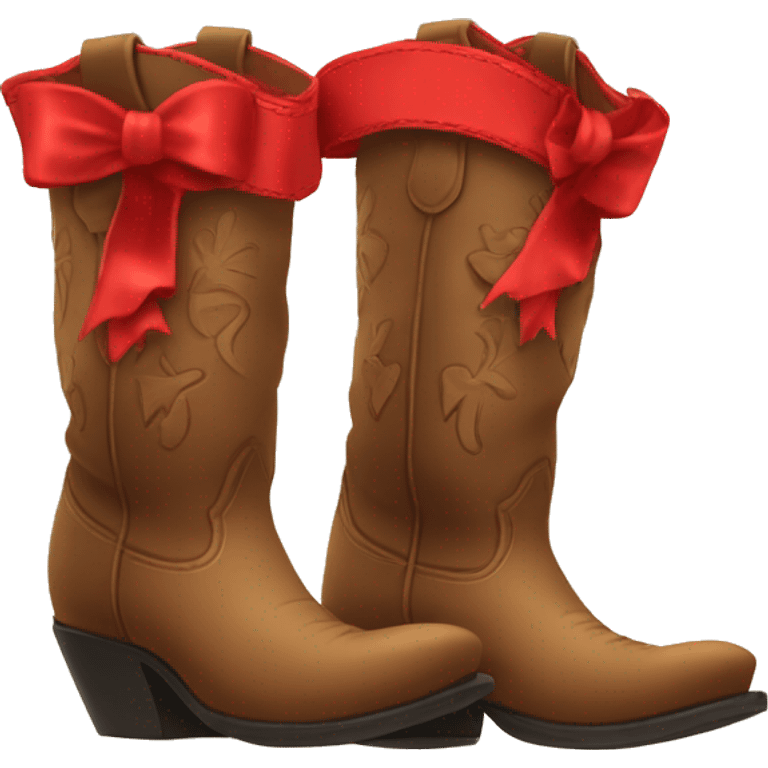 cowboy boots with red bows emoji