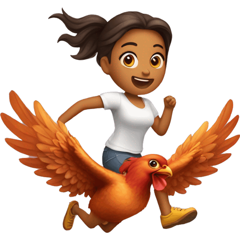 a girl flying with two delicious bbq chicken wings on her back emoji