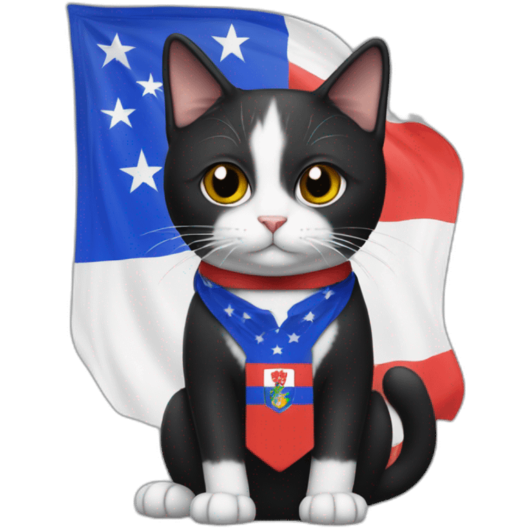 Tuxedo cat with Serb flag emoji