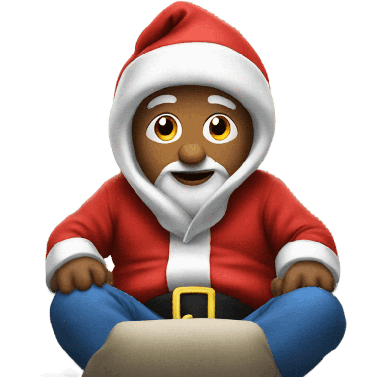 Santa wearing a hoodie whilst watching a telly emoji