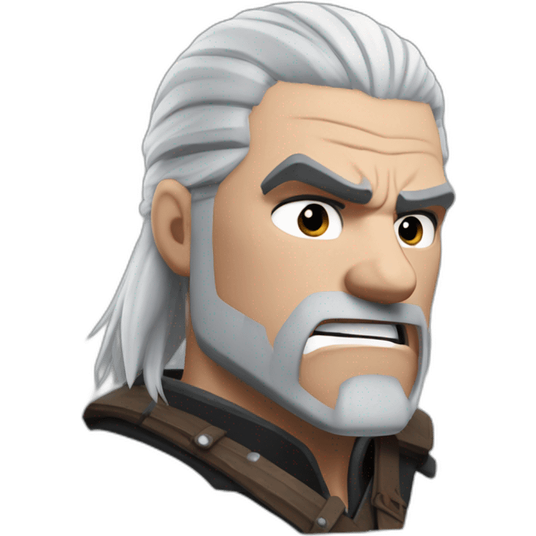 angry Geralt of Rivia with a scar on a face emoji