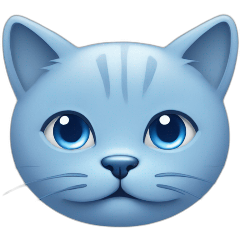 Blue simplistic sketch of a cute cat face emoji