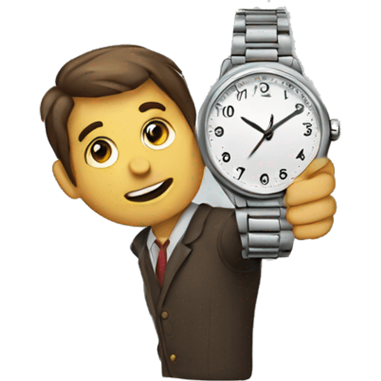 a man holding a watch emoji