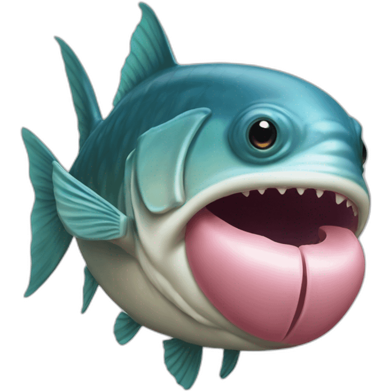 Fish with huge lips on top of human torso emoji