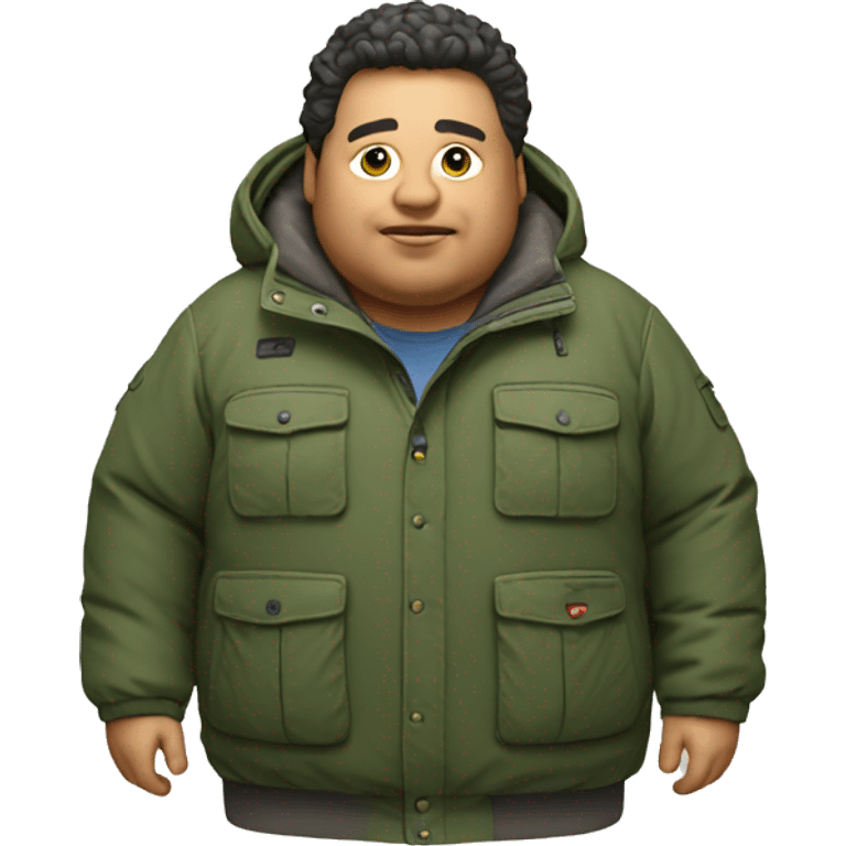 Fat man with Napapijri Rainforest Jacket emoji