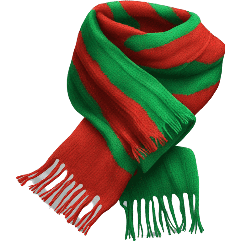 Realistic red and green winter scarf isolated. emoji