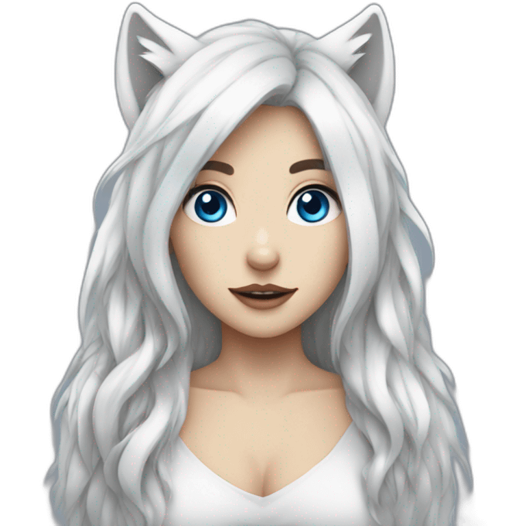 Wolf girl with blue eyes whites hair emoji