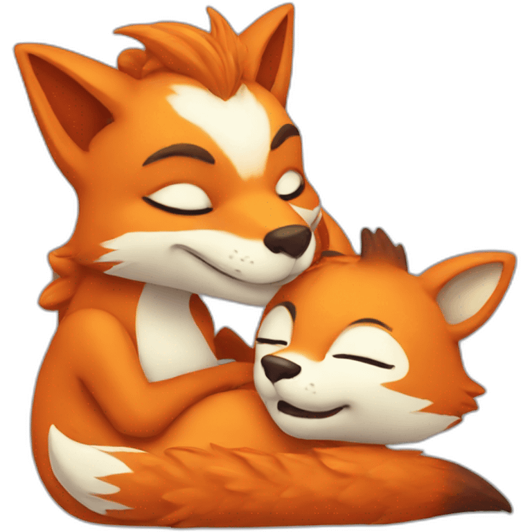 fox and dragon cuddling emoji