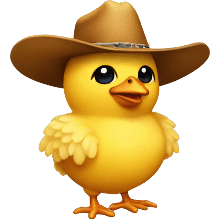 a small yellow chicken with a cowboy hat emoji