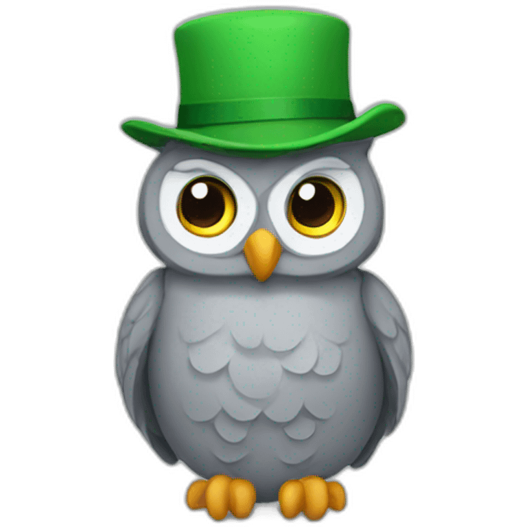 Gray owl with green hat emoji