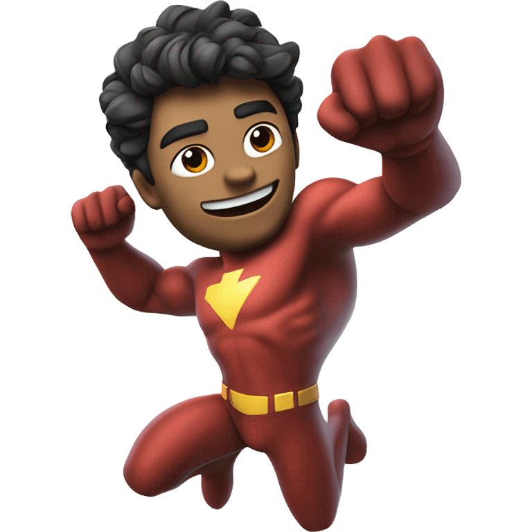 hombre disfrazado de superheroe volando estilo Pixar 3D emoji