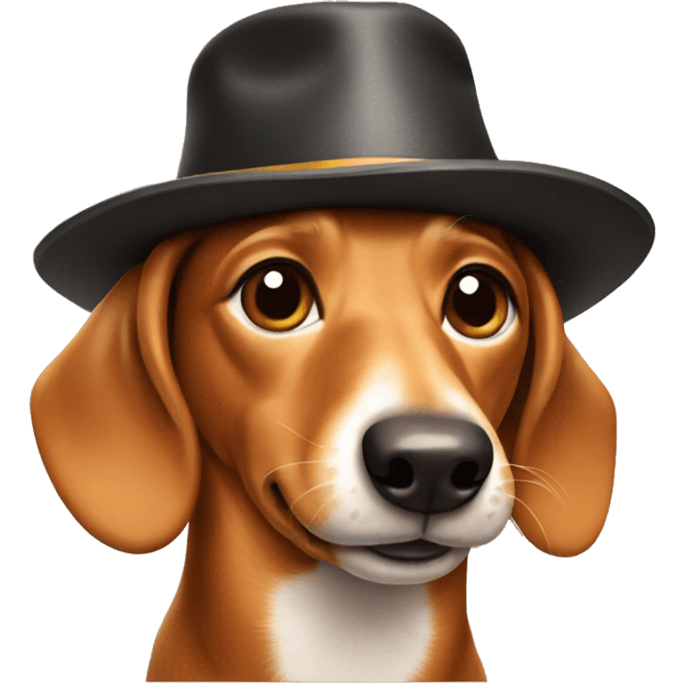 Wiener dog wearing a hat emoji