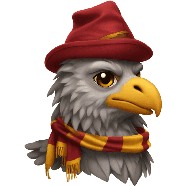 Griffin with gryffindor scarf and hat Hogwarts emoji