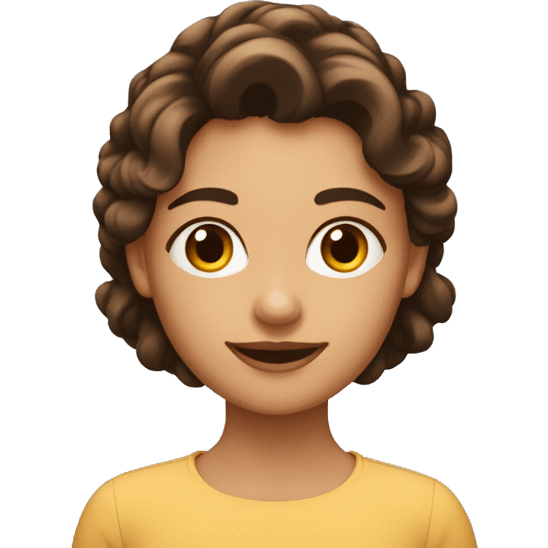 una chica de pelo marron oscuro ondulado joven emoji