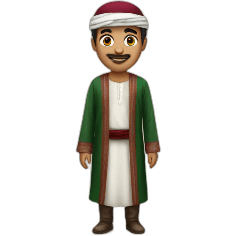 A Qatari man in traditional attire in the colors of the Palestinian flag emoji