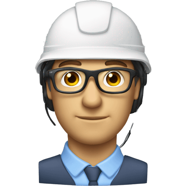 Caucasian man wirh helmet, glases and earplugs emoji