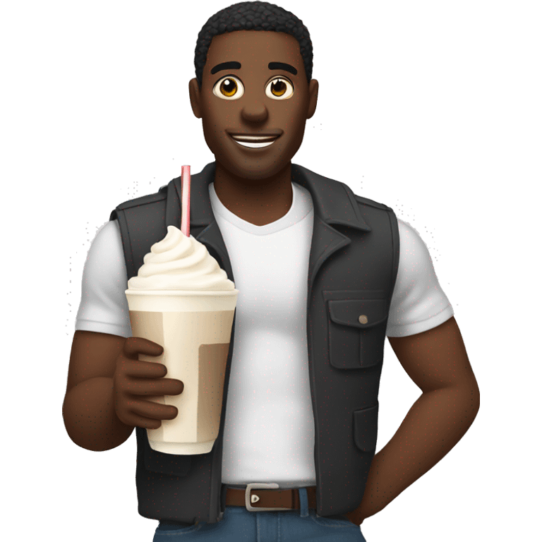 black man holding a milkshake emoji