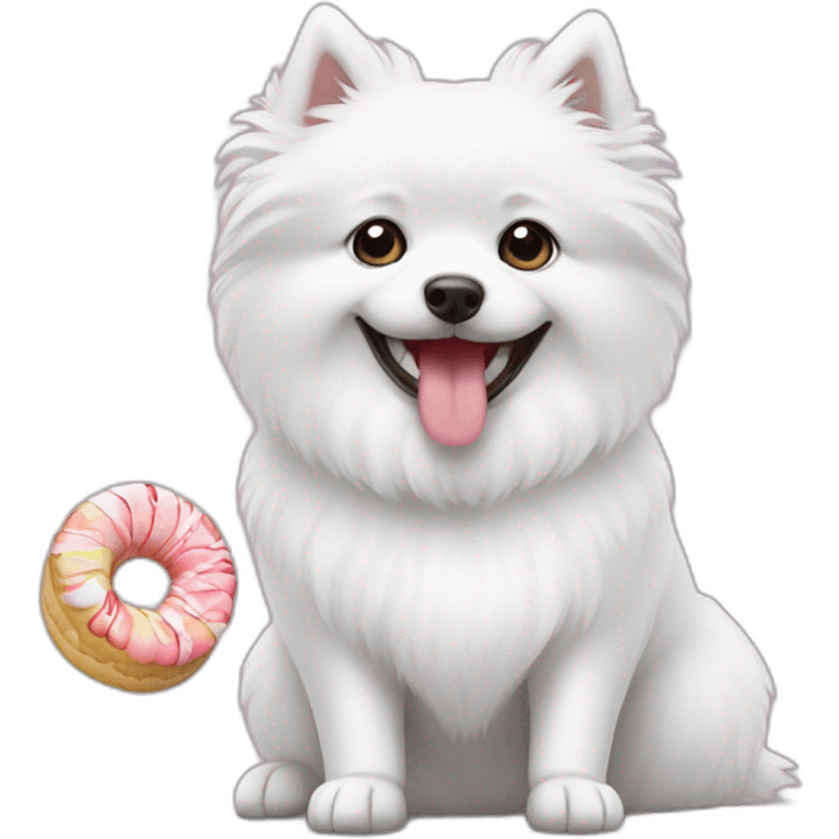 White spitz eating sweets emoji