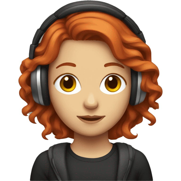 red-haired girl with headphones emoji