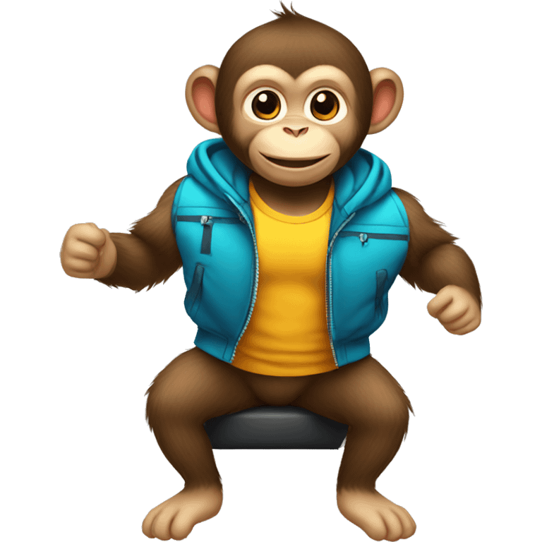 Baby monkey in the gym with a jacket  emoji